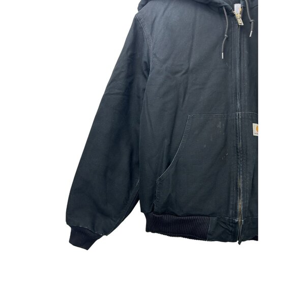 VTG Carhartt Jacket Mens Large Black J140 Duck Active Hooded Quilted Lined USA - Picture 13 of 14